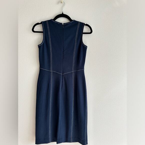 Ann Taylor Sleeveless Navy Blue  Ponte Knit Pencil Dress  | Size 0p - Picture 3 of 4